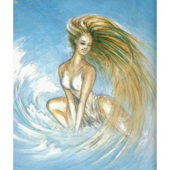 Painting titled "Surfing" by Flo Thengi, Original Artwork
