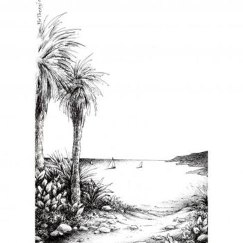 「Palmiers de la plage」というタイトルの描画 Flo Thengiによって, オリジナルのアートワーク