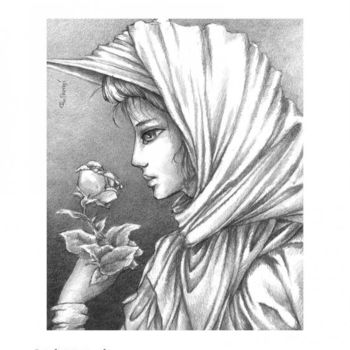 Dessin intitulée "Rose" par Flo Thengi, Œuvre d'art originale