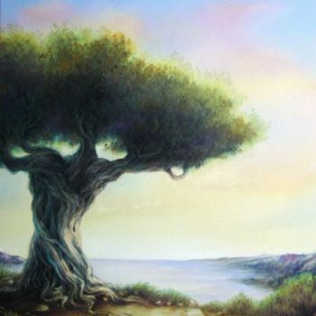 Malerei mit dem Titel "Aupràs de mon arbre" von Flo Thengi, Original-Kunstwerk