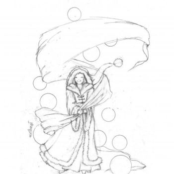 Desenho intitulada "Boule de neige" por Flo Thengi, Obras de arte originais