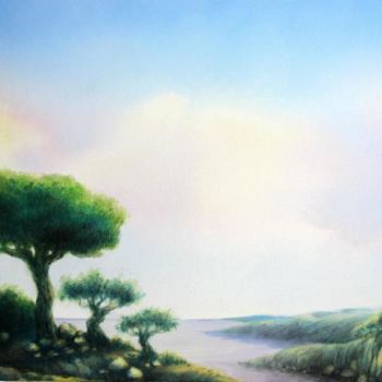 Painting titled "Les 3 arbres" by Flo Thengi, Original Artwork