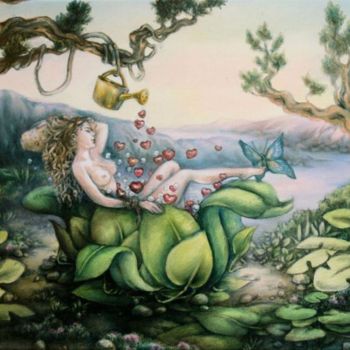 Peinture intitulée "Le bain d'amour" par Flo Thengi, Œuvre d'art originale