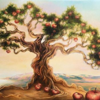 Pittura intitolato "L'arbre d'amour" da Flo Thengi, Opera d'arte originale, Olio