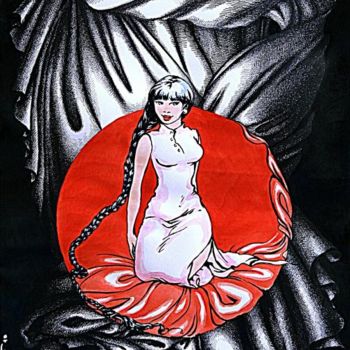 Tekening getiteld "Rose 3 Shangai" door Flo Thengi, Origineel Kunstwerk