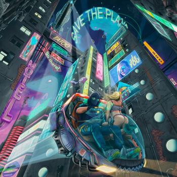 数字艺术 标题为“Night city ride” 由Flybenazer, 原创艺术品, 2D数字工作
