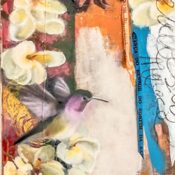 Pittura intitolato "Hummingbird / Beija…" da Frederique Groutars, Opera d'arte originale, Acrilico
