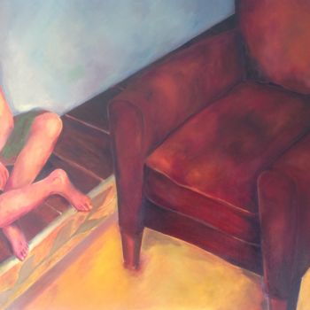 Painting titled "Le fauteuil vide" by Franck Tirel, Original Artwork, Oil