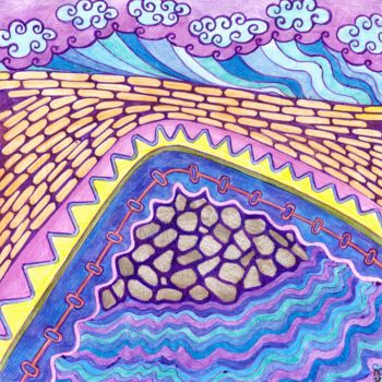 Рисунок под названием "Stone bridge" - Farida Ritorno, Подлинное произведение искусства, Цветные карандаши