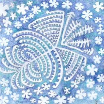 Dessin intitulée "Snowflake" par Farida Ritorno, Œuvre d'art originale, Conté