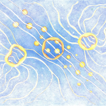 Zeichnungen mit dem Titel "Connectivity" von Farida Ritorno, Original-Kunstwerk, Conté-Buntstifte