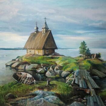 Painting titled "At the edge of summ…" by Folia Menthae, Original Artwork, Oil Mounted on Wood Stretcher frame