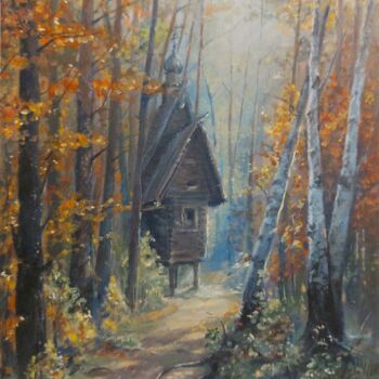 Painting titled "October" by Folia Menthae, Original Artwork, Oil Mounted on Cardboard