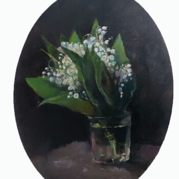 제목이 "Lilies of the valley"인 미술작품 Folia Menthae로, 원작, 기름 나무 들것 프레임에 장착됨