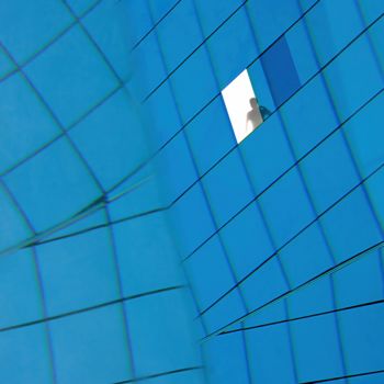 "blue building" başlıklı Fotoğraf Jean-Charles Folliet tarafından, Orijinal sanat, Dijital Fotoğrafçılık Alüminyum üzerine m…