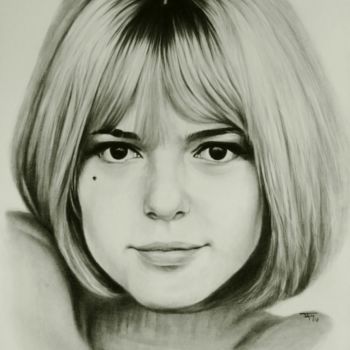 Drawing titled "France Gall" by Fam, Original Artwork, Graphite