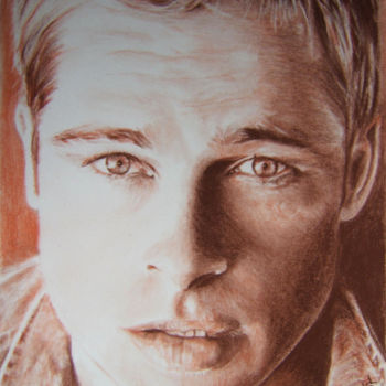 Drawing titled "Brad Pitt" by Fam, Original Artwork, Pencil