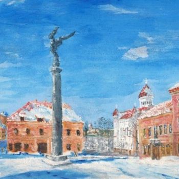 Painting titled "Ангел над городом" by Vladimip Koltsov, Original Artwork, Oil