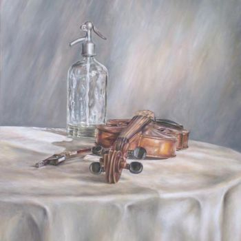Painting titled "A violin and soda" by Attila Fontányi, Original Artwork, Oil