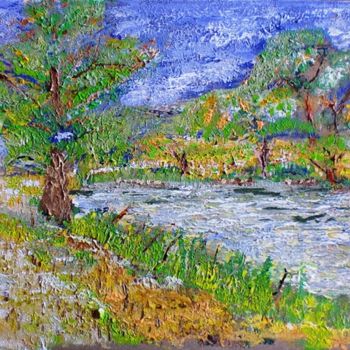 Painting titled "Junto ao lago - Par…" by Paulo Fontes, Original Artwork, Acrylic