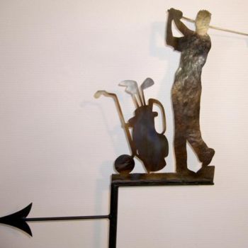 Sculpture titled "Golfeur" by Grégory Amelynck, Original Artwork, Metals