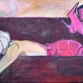 Peinture intitulée "FEMME ALLONGEE" par Vareille Sorbac, Œuvre d'art originale, Huile