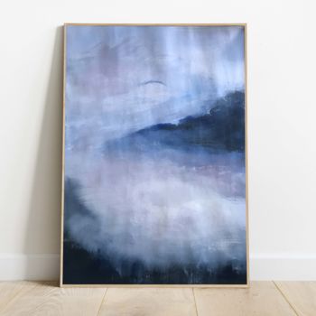 Painting titled "blue mountain" by Fosca Nigido, Original Artwork, Acrylic Mounted on Wood Stretcher frame