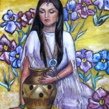 Peinture intitulée "Девушка с кувшином…" par Svetlana Popova, Œuvre d'art originale