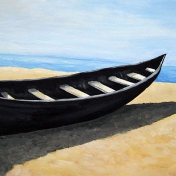 Peinture intitulée "Лодка. Жаркий полде…" par Svetlana Popova, Œuvre d'art originale