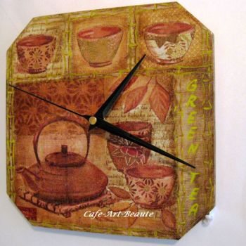 Картина под названием "Часы GREEN TEA \ In…" - Svetlana Popova, Подлинное произведение искусства