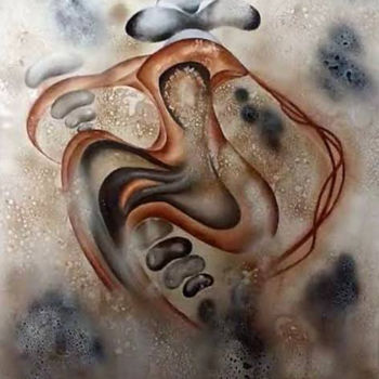 Painting titled "Atenea liquida" by Mirta Benavente, Original Artwork, Acrylic