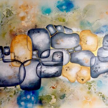 Painting titled "Código de enlaces h…" by Mirta Benavente, Original Artwork, Acrylic Mounted on Wood Stretcher frame