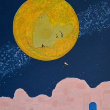Картина под названием "Luna llena" - Fouad Kortobi Francés, Подлинное произведение искусства, Акрил Установлен на картон
