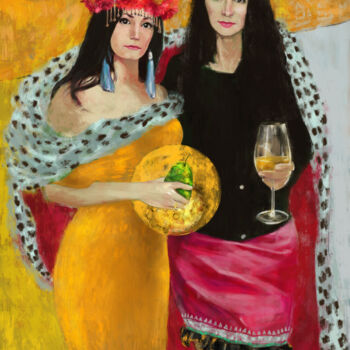 Peinture intitulée "Deux femmes dans le…" par Fouad Yahiaoui, Œuvre d'art originale, Peinture numérique Monté sur Châssis en…