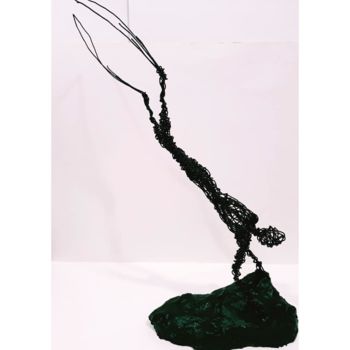 Sculpture titled "Le Plongeur" by Fourat Jomni, Original Artwork, Wire