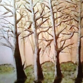 Painting titled "lignée d'arbres" by Fourati Souhaila, Original Artwork