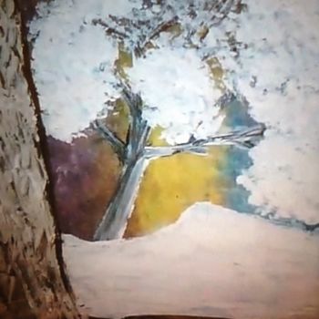 Pintura intitulada "arbre enneigé" por Fourati Souhaila, Obras de arte originais