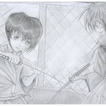 Drawing titled "Soujiro VS Kenshin…" by Oussama Ousmoi, Original Artwork, Other