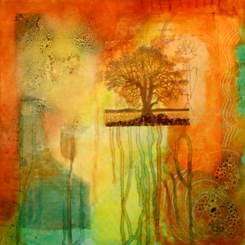 Painting titled "Tree With Roots" by Veronica Stewart, Original Artwork