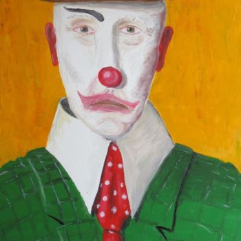 Painting titled "le clown" by Frederic Pastor, Original Artwork, Oil