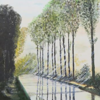 Pittura intitolato "brume sur le canal…" da Frederic Pastor, Opera d'arte originale, Olio