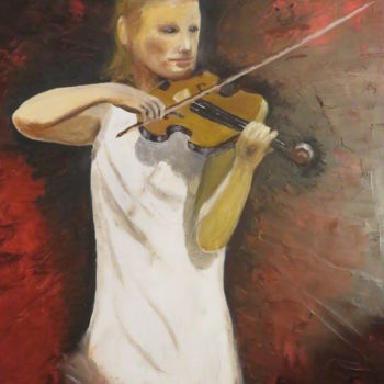 Painting titled "la violoniste" by Frederic Pastor, Original Artwork, Oil