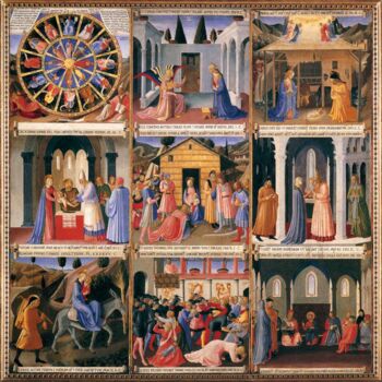 Painting titled "Scènes de la vie du…" by Fra Angelico, Original Artwork, Tempera