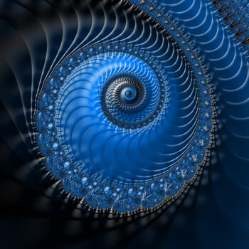 Digitale Kunst mit dem Titel "Spiral 2 Light Blue" von Fractal Art By Nitisara, Original-Kunstwerk, 2D digitale Arbeit
