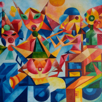 Painting titled "FESTIVALS  (FESTAS…" by Fraguial, Original Artwork, Oil
