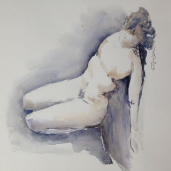 Painting titled "Femme endormie" by Ghislaine Fraisse, Original Artwork