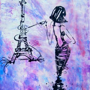 Peinture intitulée "La Parisienne   50x…" par Frall, Œuvre d'art originale, Acrylique Monté sur Châssis en bois