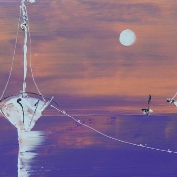 Pintura titulada "Mouillage à la lune…" por Frall, Obra de arte original, Acrílico