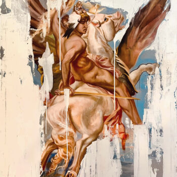 Pittura intitolato "Perseo" da Fran Rosado Díaz, Opera d'arte originale, Olio Montato su Telaio per barella in legno