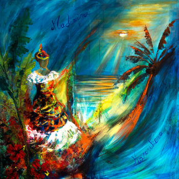 Картина под названием "Madras" - Françoise Dugourd-Caput, Подлинное произведение искусства, Акрил Установлен на Деревянная р…